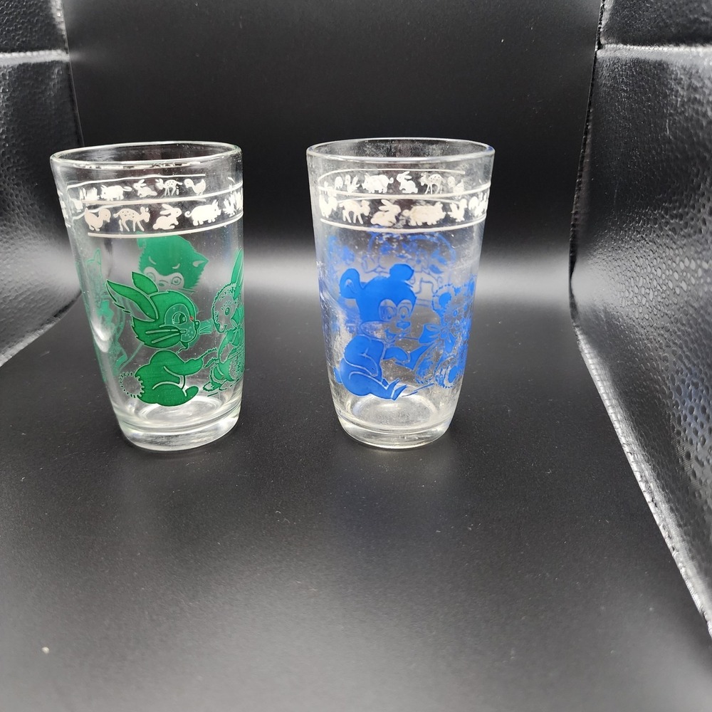 VTG Cats Kittens, Bunnies Rabbits, Bear & Pigs Swanky Swig Juice Glasses